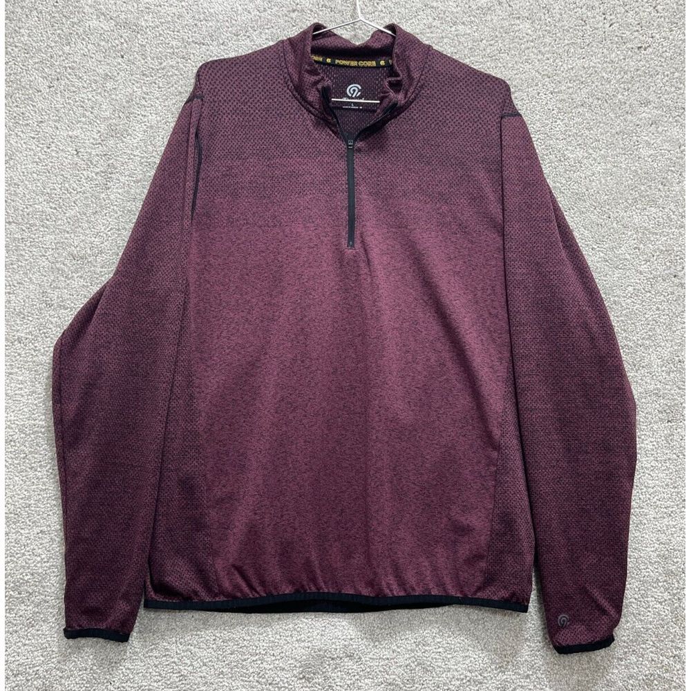 Champion Sweater Men's Large Burgundy Polyester Quarter-Zip Pullover Long Sleeve
